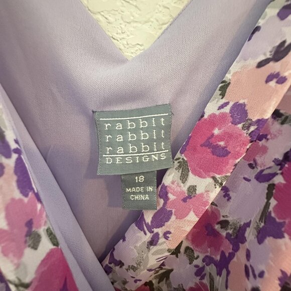 Rabbit Rabbit Designs Dress Womens 18 Purple Pink Floral S/S Maxi Boho‎ Fairy - Picture 3 of 11